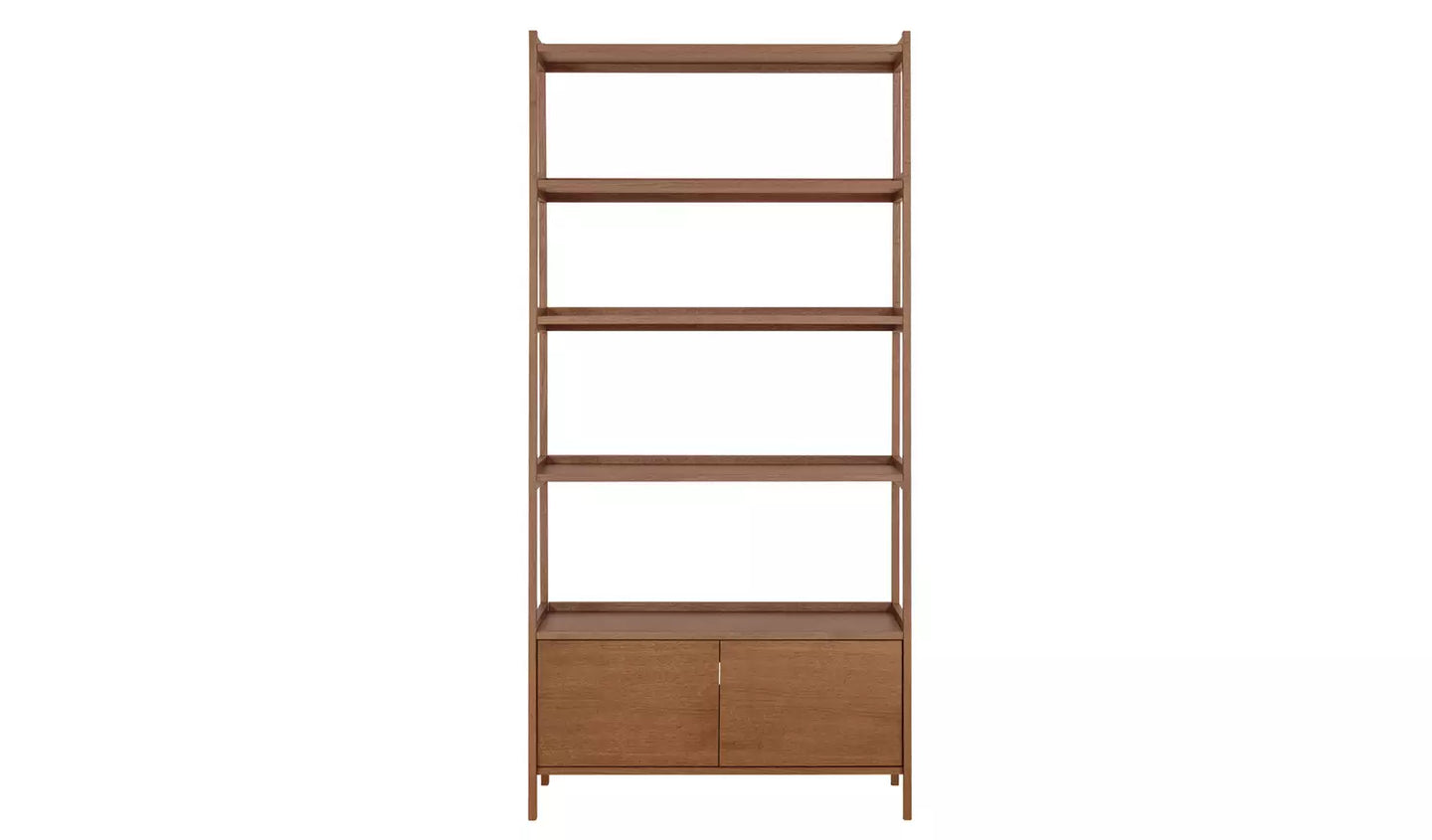 Assembled Habitat Marston Oak Veneer Bookcase - Walnut Stain